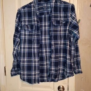 Blue Plaid Button-Up Shirt